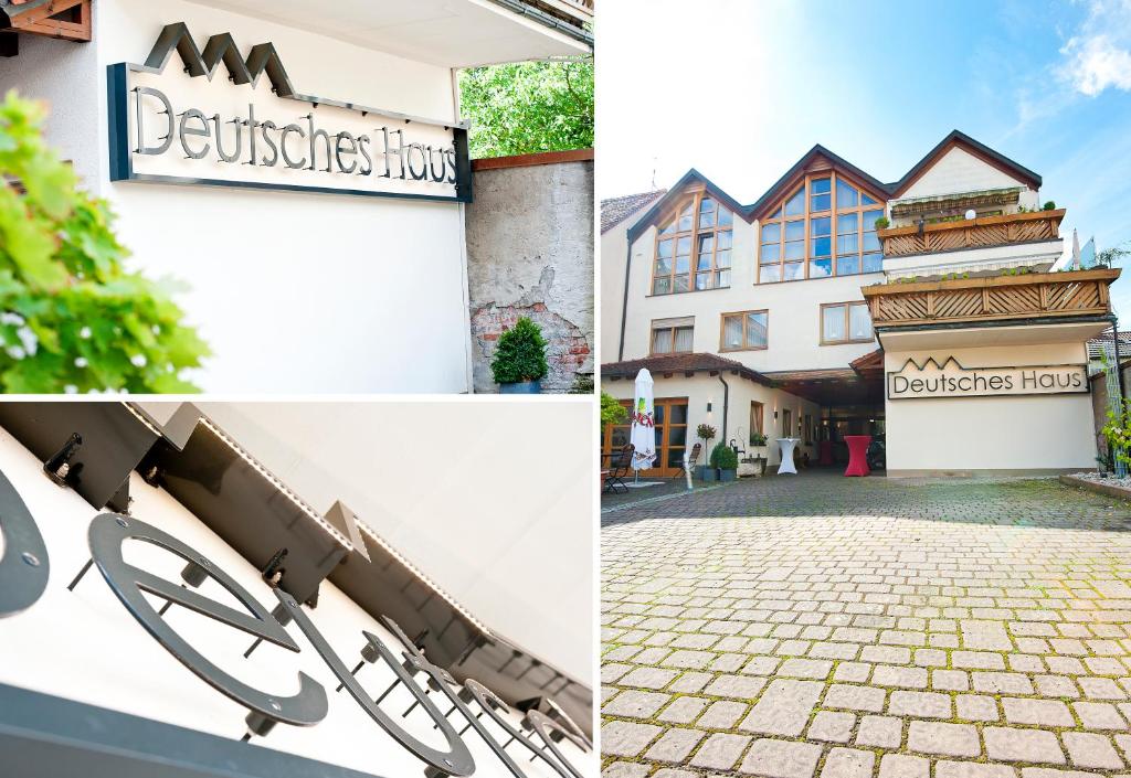 a collage of pictures of a hotel and a building at Hotel Deutsches Haus in Kitzingen