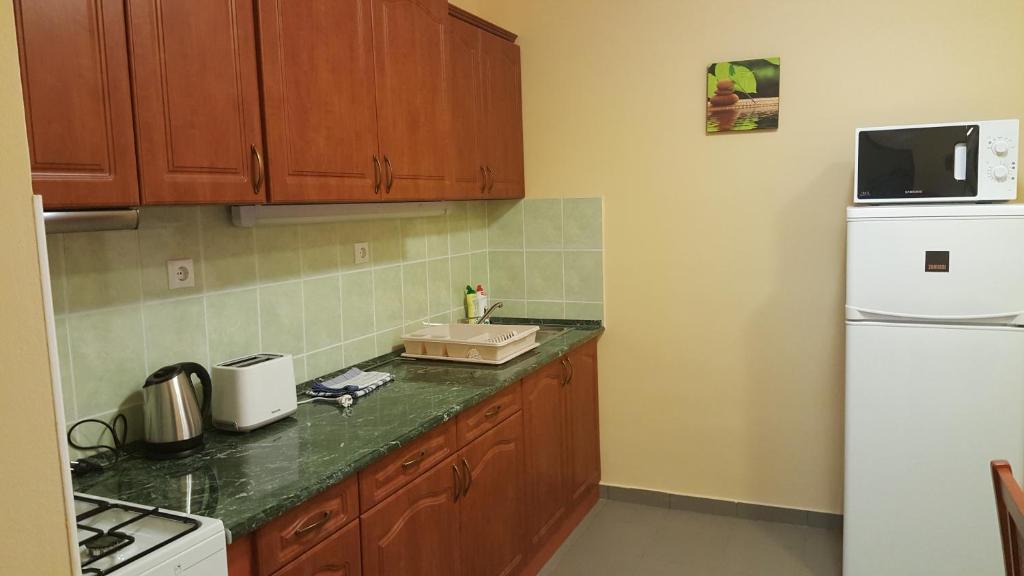 Kuchyňa alebo kuchynka v ubytovaní Kertész Apartmanok