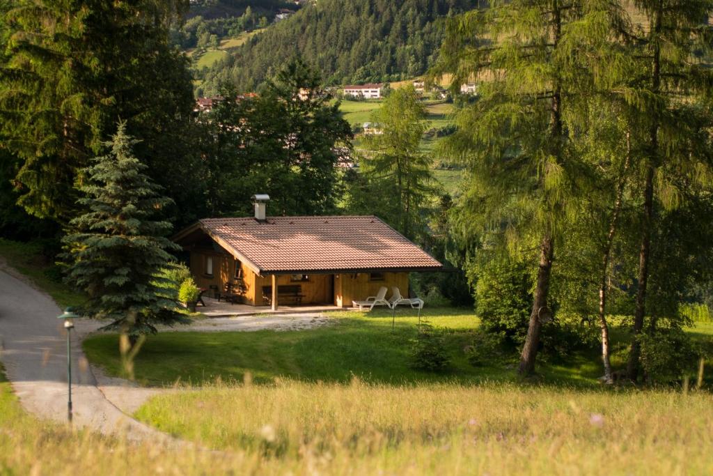 a log cabin in the middle of a forest at Chalet Astrid in Sautens