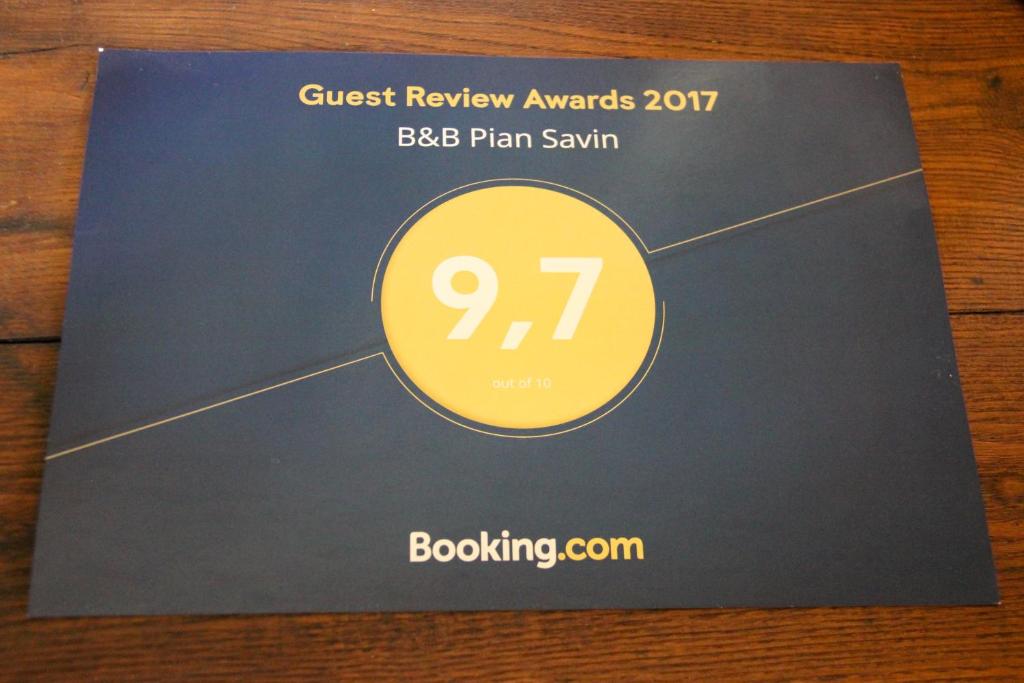 a card with the guest review awards bbq plan system at B&B Pian Savin in Giaveno