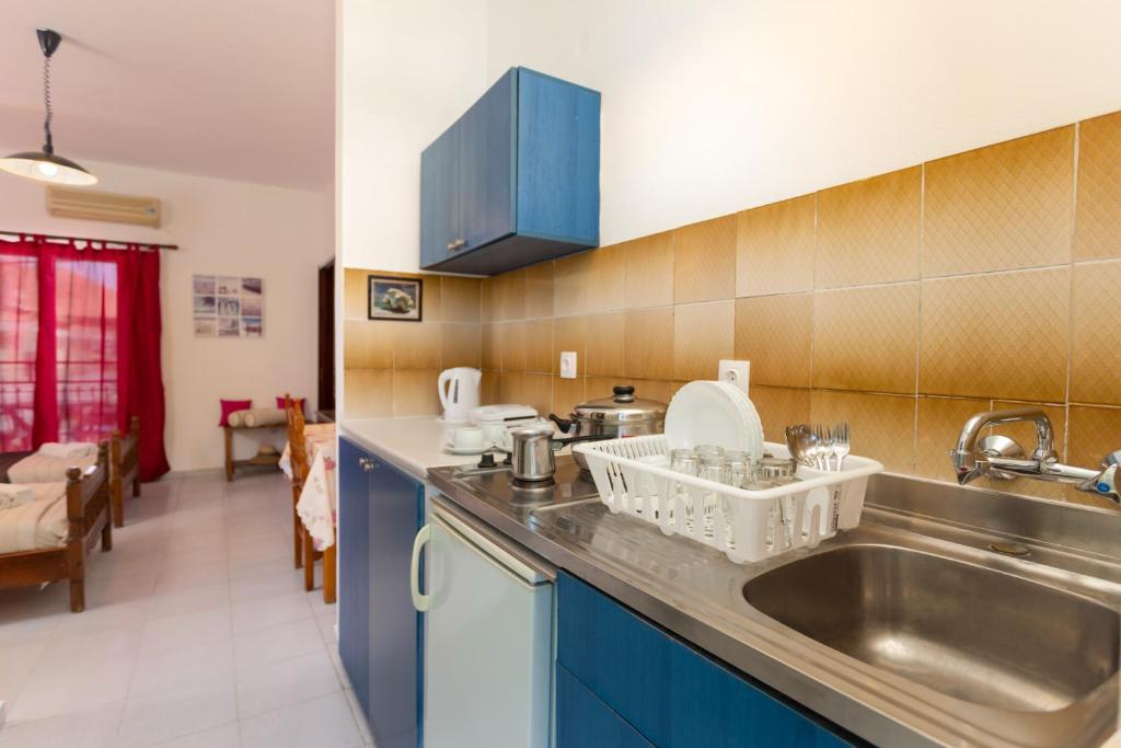 Kuchyň nebo kuchyňský kout v ubytování HOLIDAYS STUDIOS & APARTMENTS