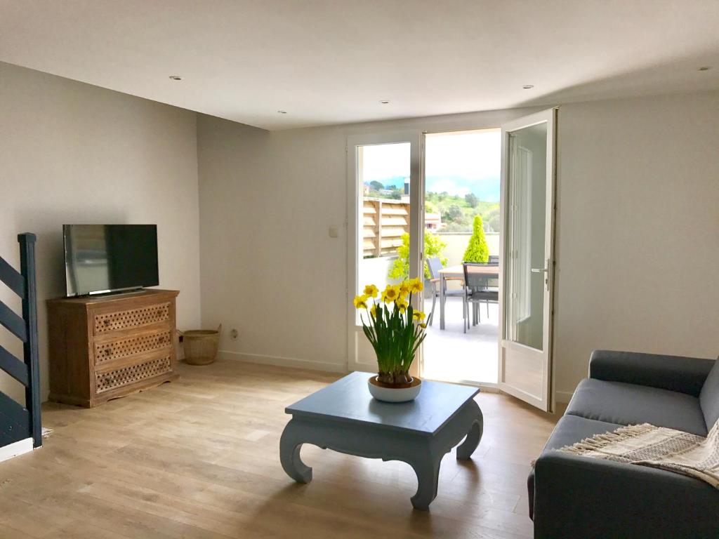 TV a/nebo společenská místnost v ubytování Propriété Malva appartement margherita