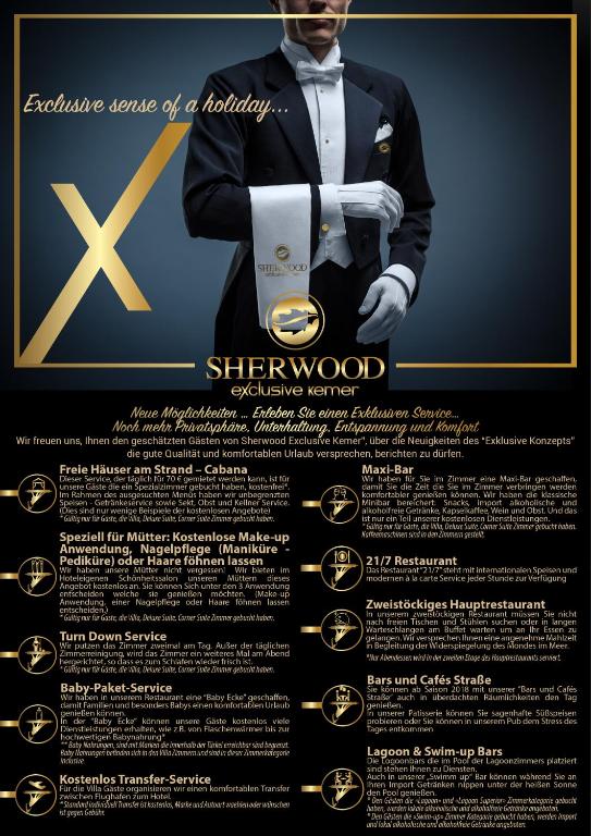 a flyer for a sherwood smoking center with a man in a suit at Sherwood Exclusive Kemer - Kids Concept in Kemer