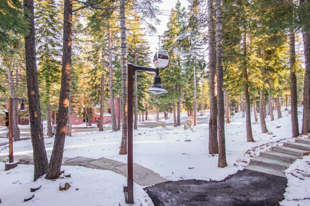 a basketball hoop in a park covered in snow at Northstar - Ski Trail Condo in Kingswood Estates