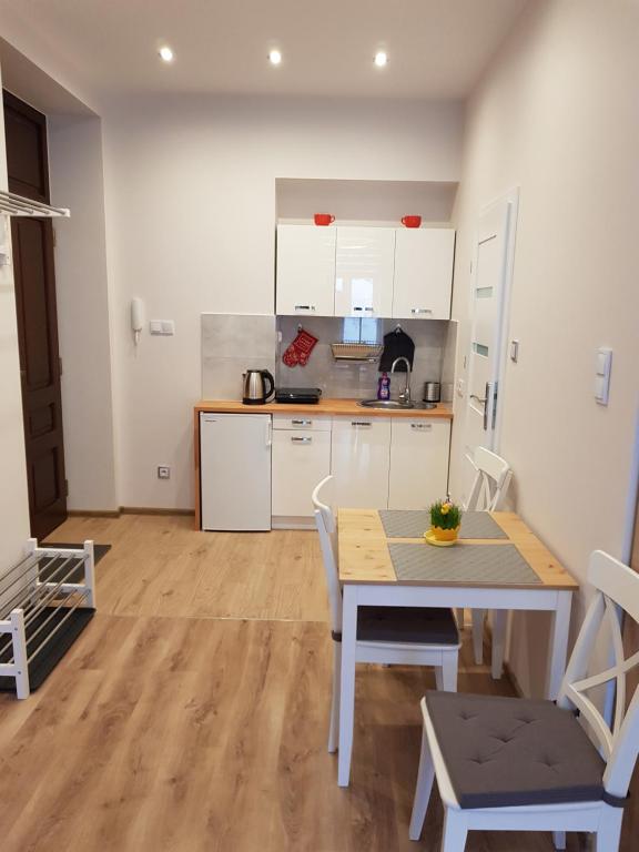 Kuchyňa alebo kuchynka v ubytovaní Apartamenty Marco 3 przy Dworcu-Stare Miasto-Super Wi Fi