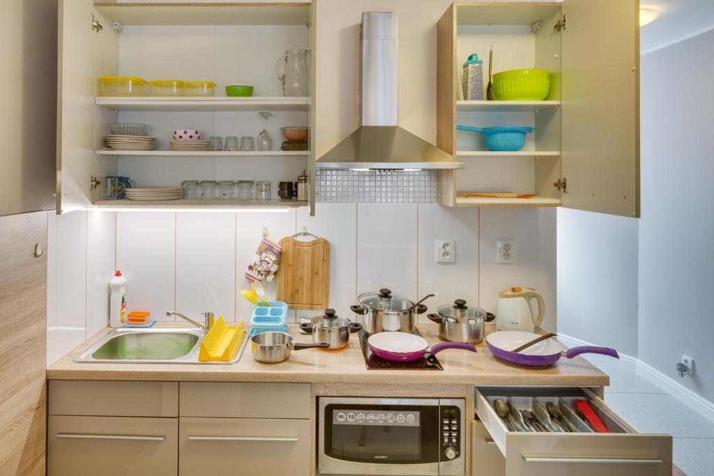 Kuchyň nebo kuchyňský kout v ubytování Apartements Studio 964