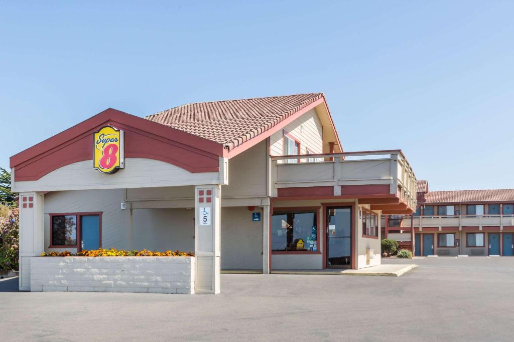 a fast food restaurant with a gas station at Super 8 by Wyndham Fort Bragg in Fort Bragg