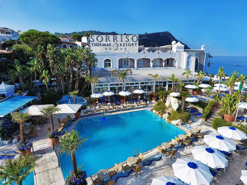 an aerial view of a resort with a swimming pool at Sorriso Thermae Resort & Spa in Ischia