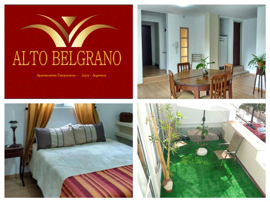 een collage van foto's van een woonkamer en een slaapkamer bij Alto Belgrano in San Salvador de Jujuy