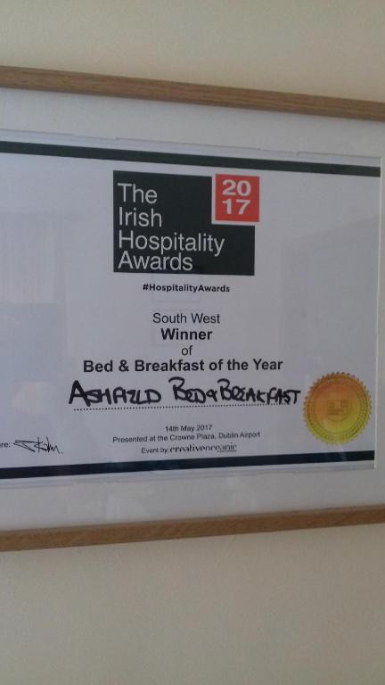 Certificato, attestato, insegna o altro documento esposto da Ashfield B&B