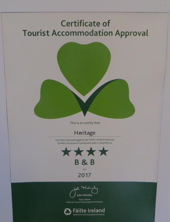 Certifikát, hodnocení, plakát nebo jiný dokument vystavený v ubytování Heritage Accommodation