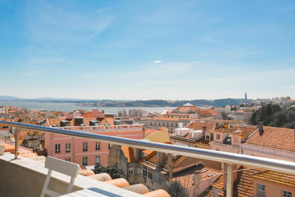 a view of a city from a balcony at LV Premier Apartments P.Real- PI in Lisbon