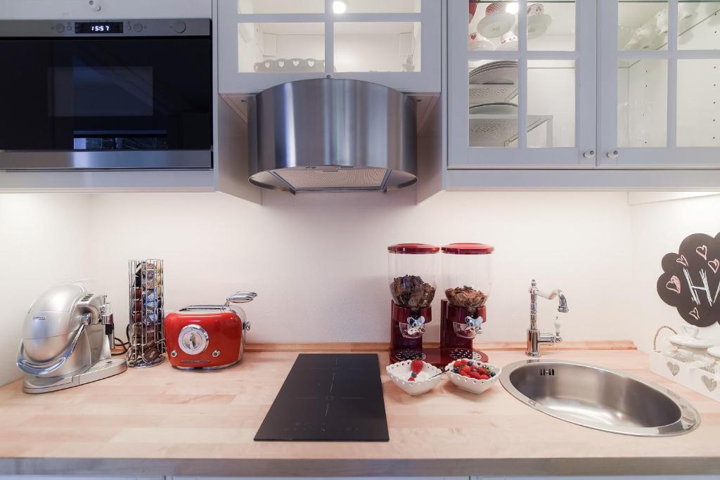 Kuchyň nebo kuchyňský kout v ubytování Ül Laghèe Blevio Apartments