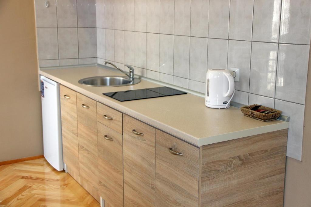 Kuchyň nebo kuchyňský kout v ubytování Apartment Cherry