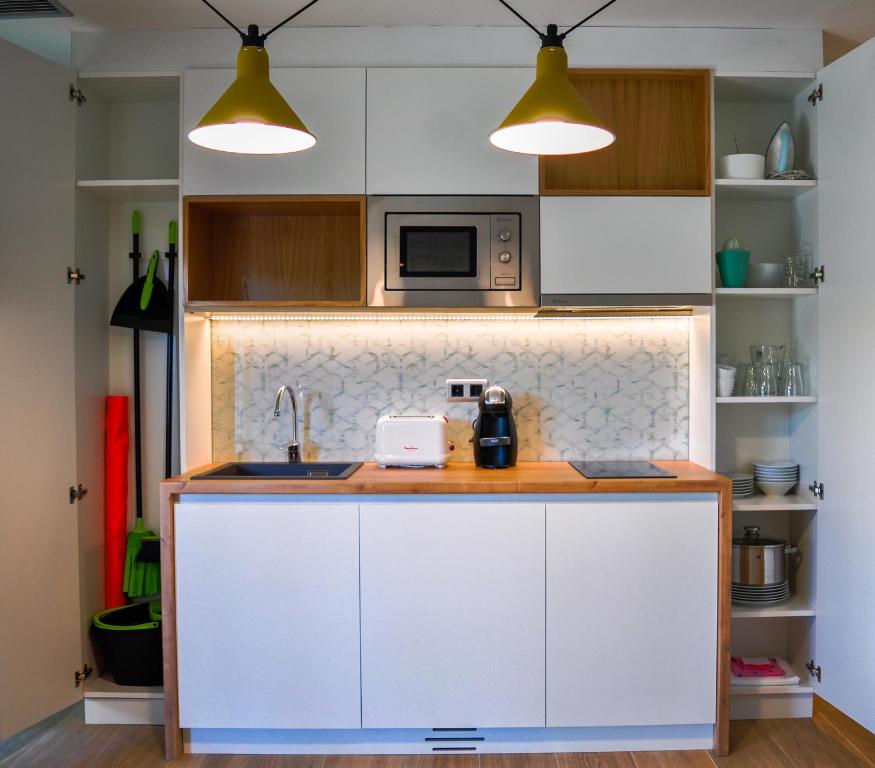 Kuchyň nebo kuchyňský kout v ubytování Apartamentos Porta Coeli