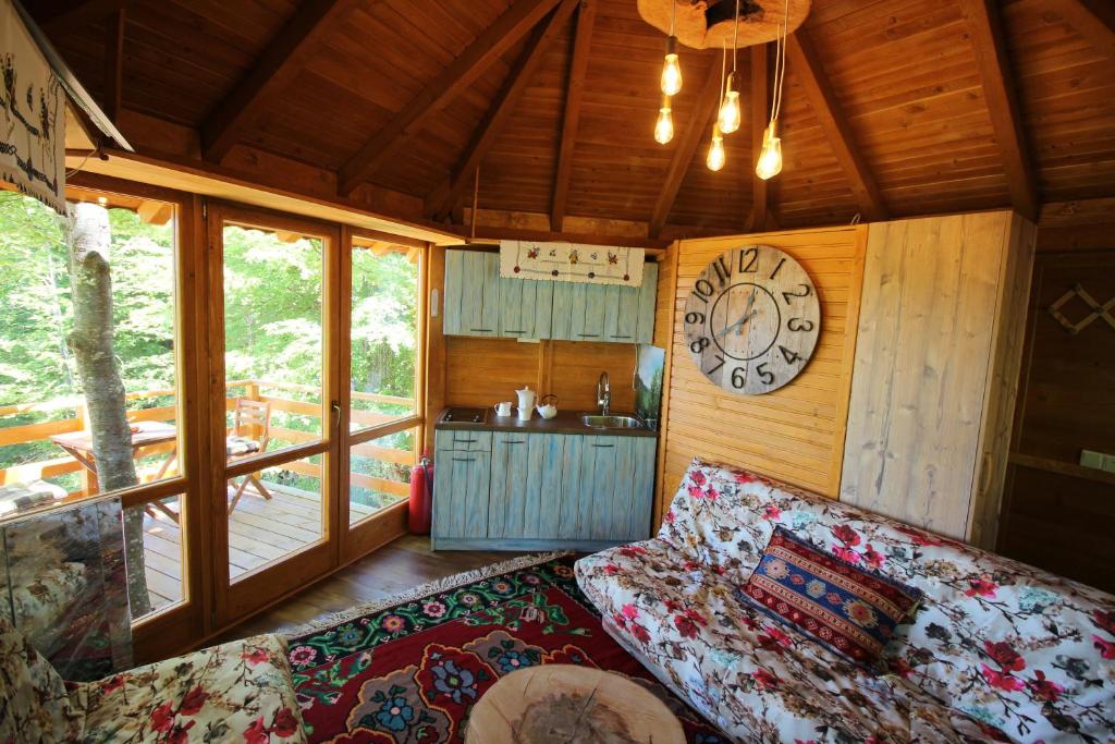 A seating area at Treehouse Bosnia