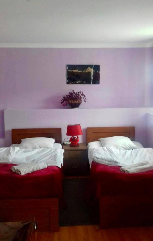 Postel nebo postele na pokoji v ubytování Nino Khetaguri Guest House