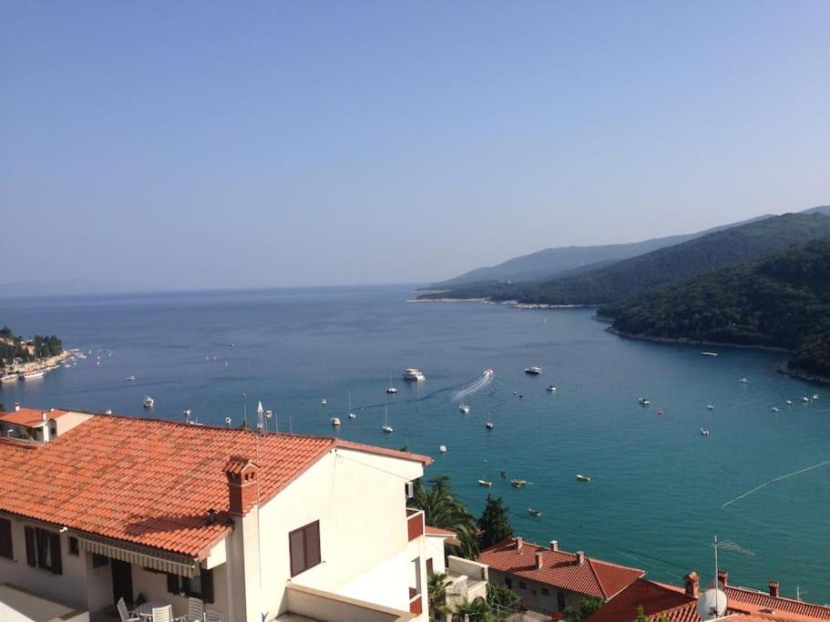 a view of a large body of water with boats at Nela Apartment in Rabac