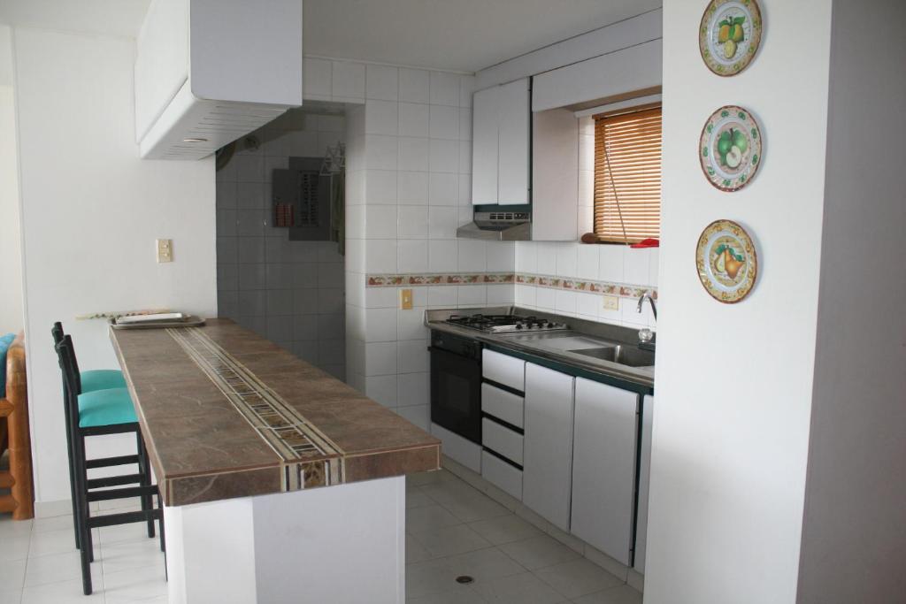 Kuchyň nebo kuchyňský kout v ubytování girardot resort apto102