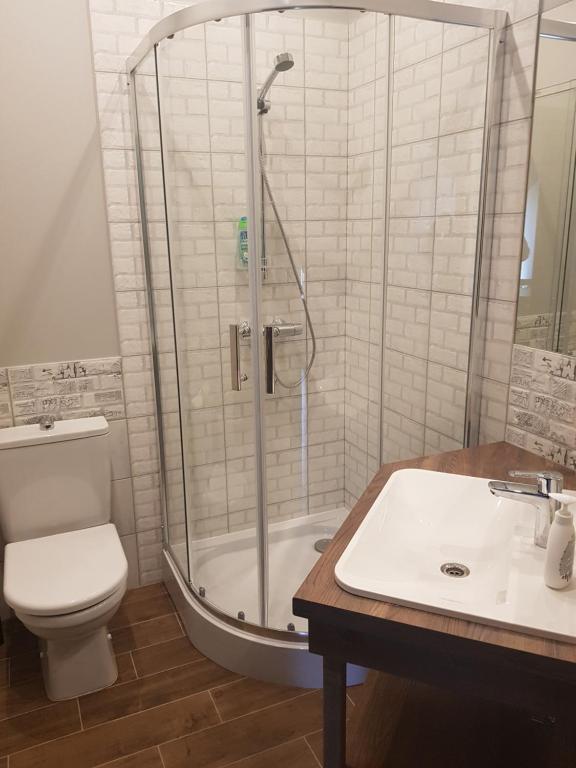 Koupelna v ubytování Rīteņi