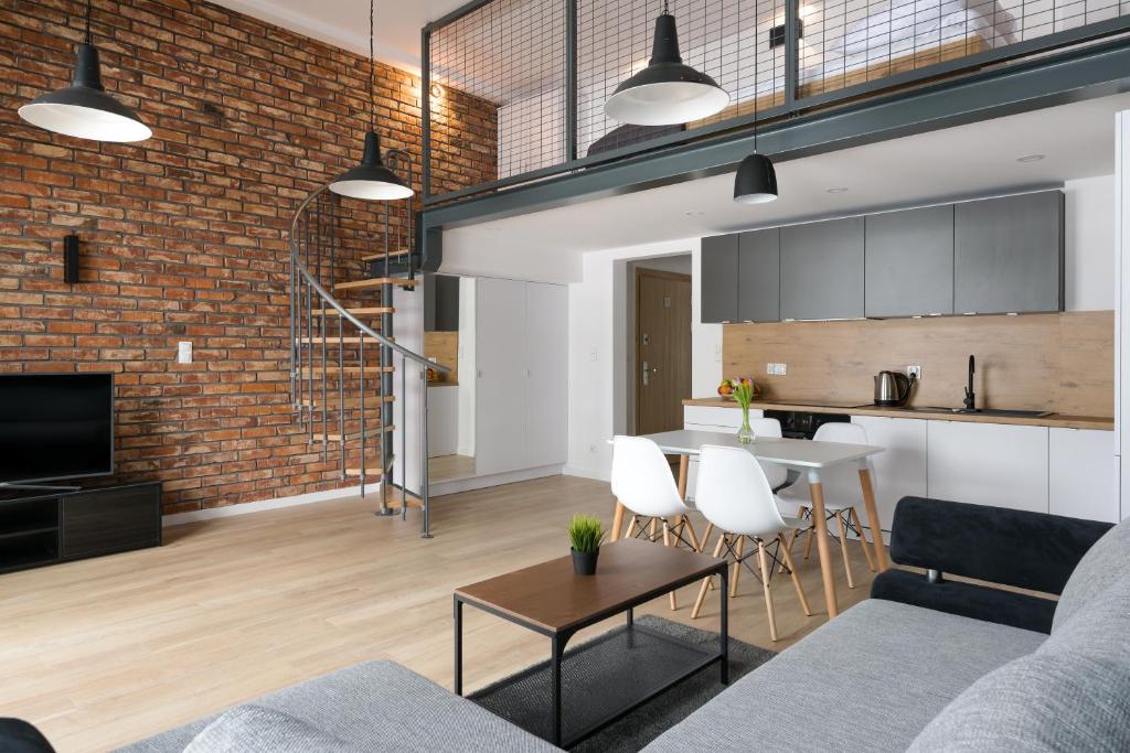 Kuchyň nebo kuchyňský kout v ubytování Easy Apartments Wrocław