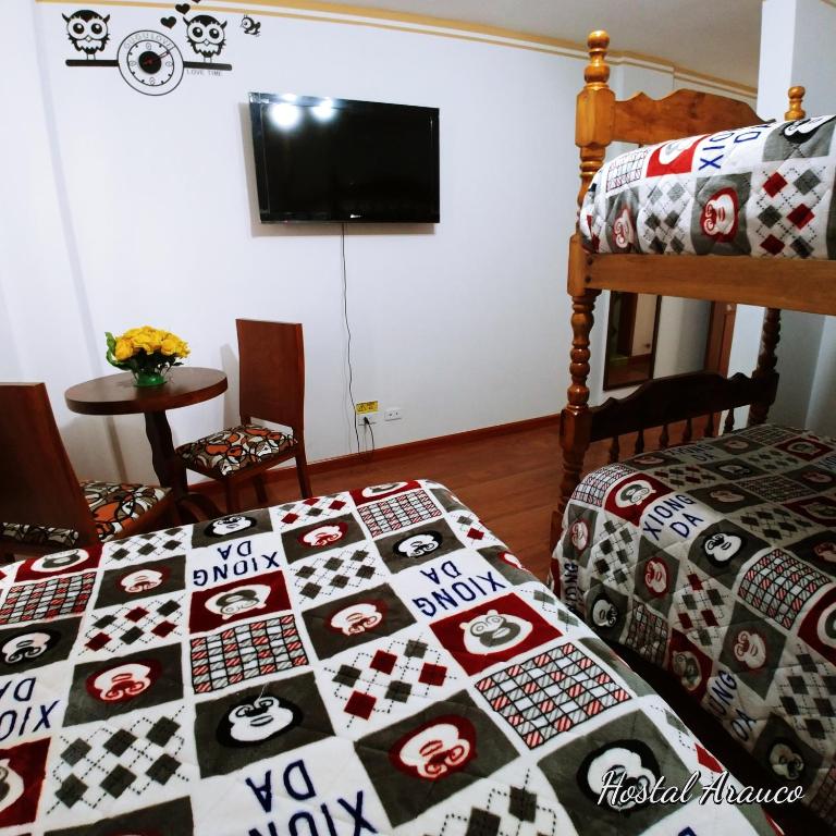 Postel nebo postele na pokoji v ubytování Hostal Arauco