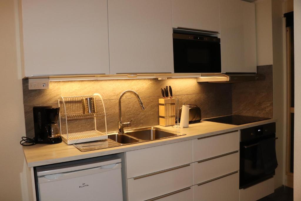 Kuchyň nebo kuchyňský kout v ubytování City HotelApartment