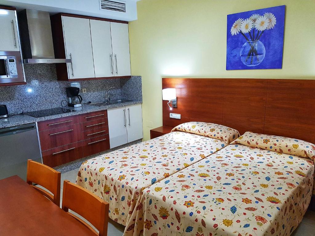 Kuchyň nebo kuchyňský kout v ubytování Apartamentos Doña Lucía