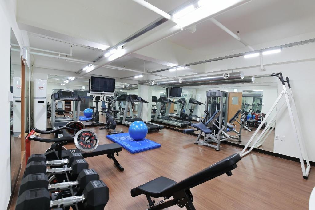 Fitness centrum a/nebo fitness zařízení v ubytování Benikea Swiss Rosen Hotel