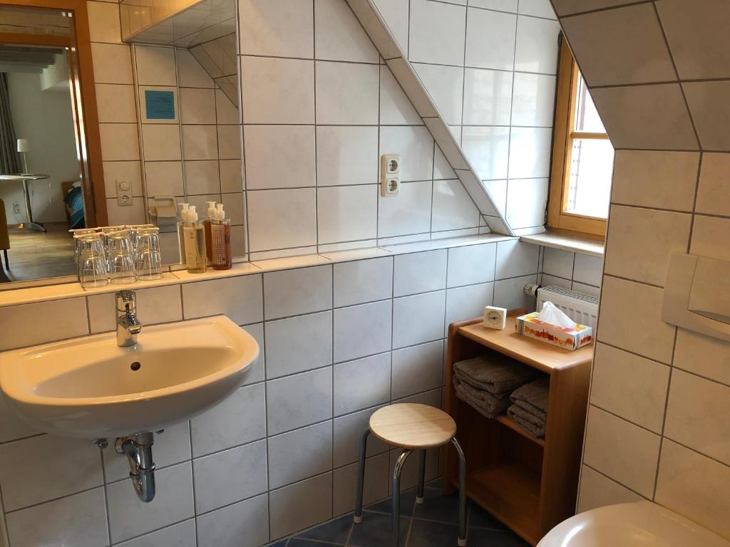 Koupelna v ubytování Pension Fuchsmühle