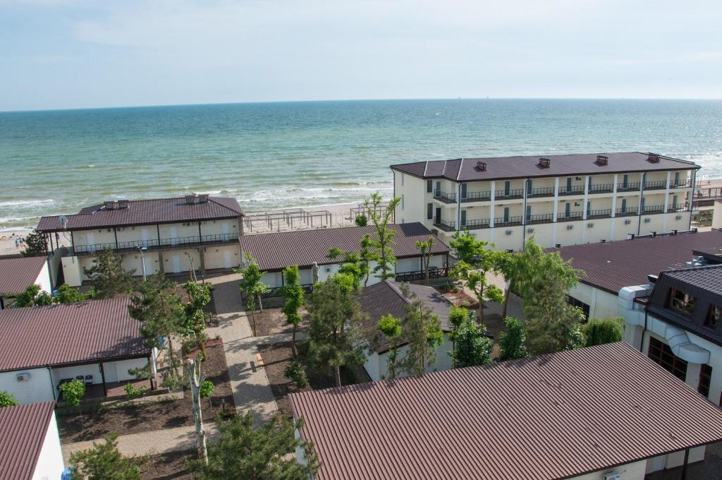 an aerial view of a hotel and the beach at Orbita in Koblevo