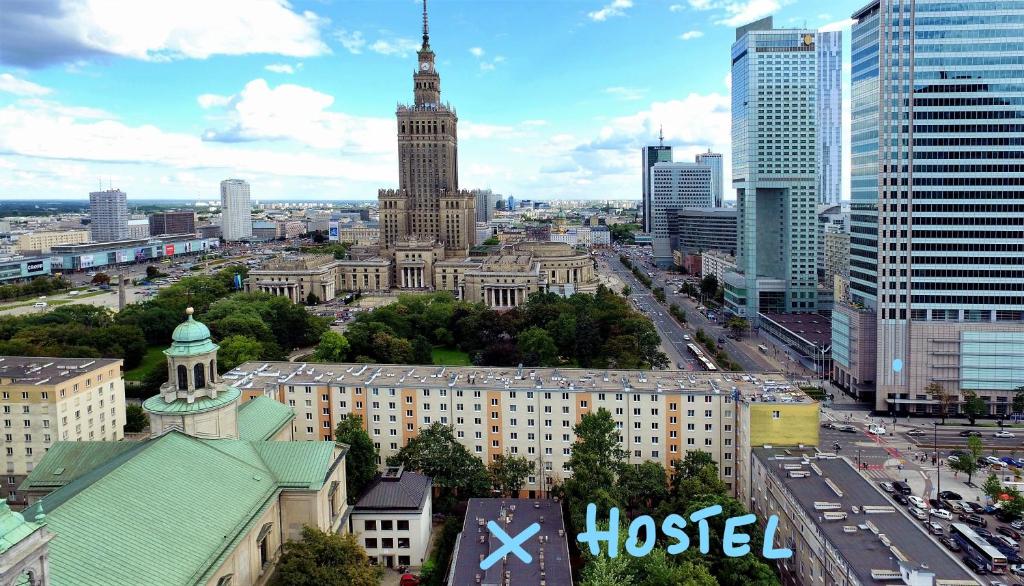 Výhľad na mesto Varšava alebo výhľad na mesto priamo z hostela