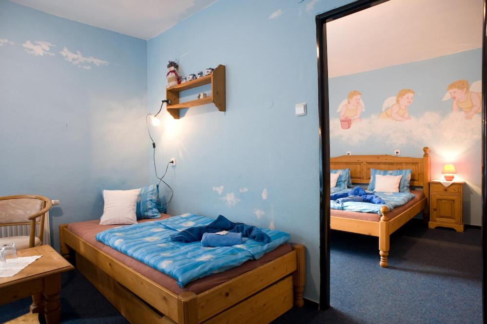Ein Bett oder Betten in einem Zimmer der Unterkunft Borovansky mlyn