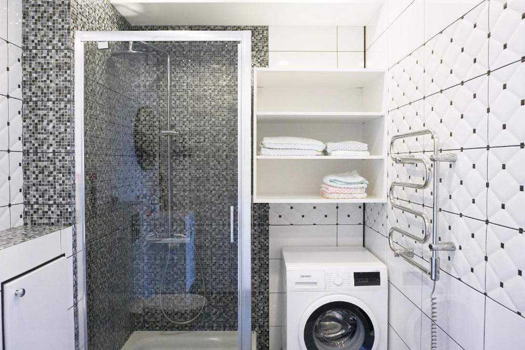 Koupelna v ubytování Ąžuolo apartamentai