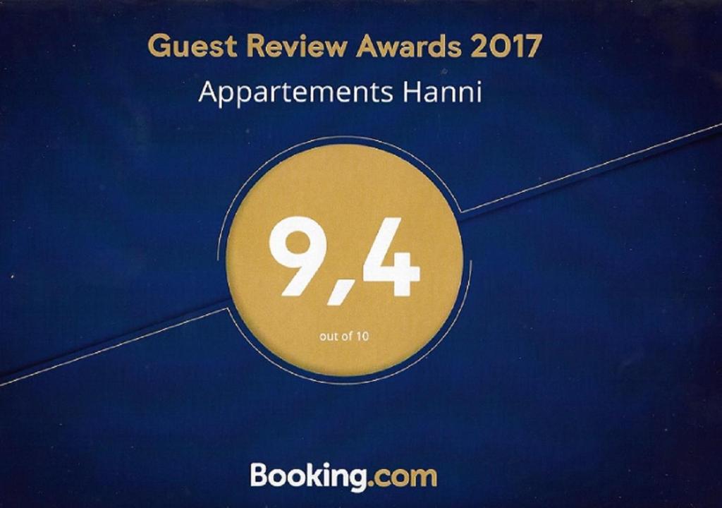 a sign that reads guest review awards applications haminant at Appartements Hanni in Ehrwald