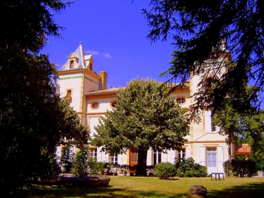 un gran edificio blanco con un árbol delante en Le Moulin du Carla en Lavaur