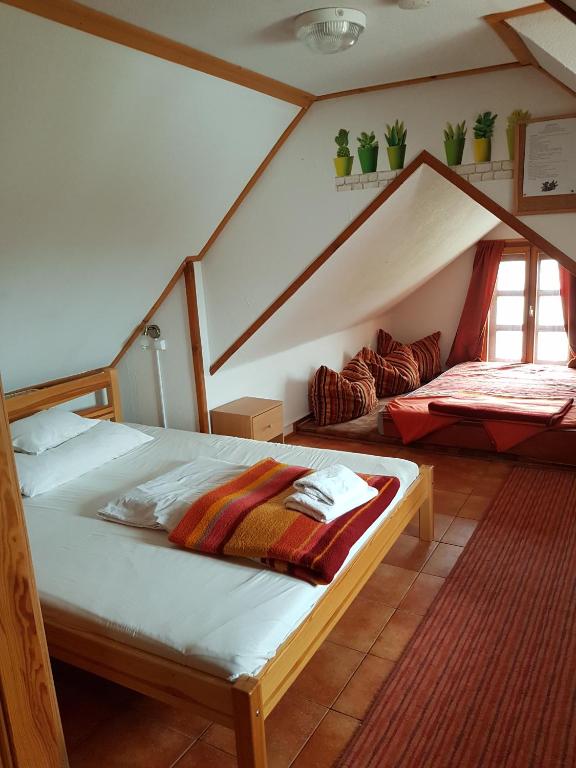 Postel nebo postele na pokoji v ubytování Kaktusz Villa Heviz