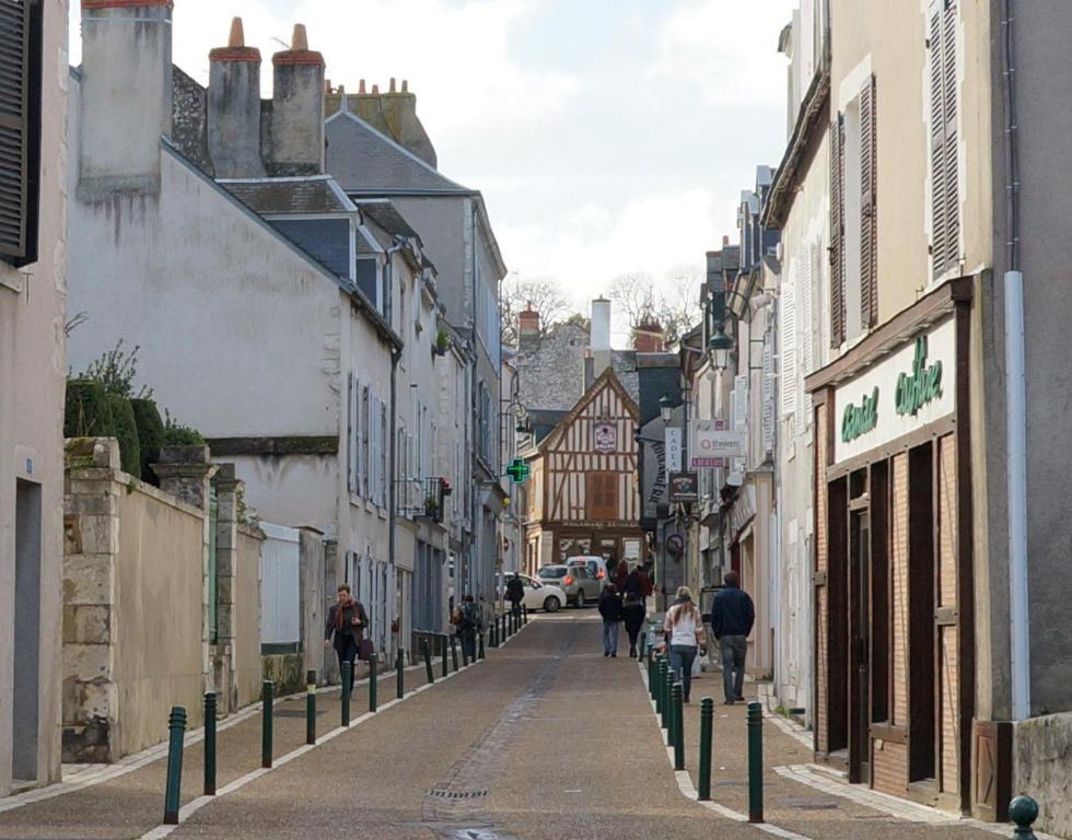 Ulica miejska z ludźmi idącymi ulicą w obiekcie L'Etape des Châteaux le 44 w mieście Meung-sur-Loire