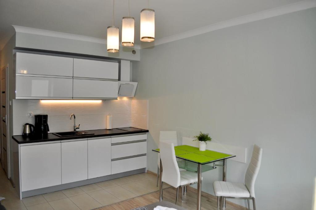 Kuchyň nebo kuchyňský kout v ubytování Apartamenty Feniks & Pegaz
