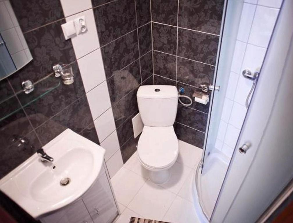 Koupelna v ubytování Hotel Bursztyn