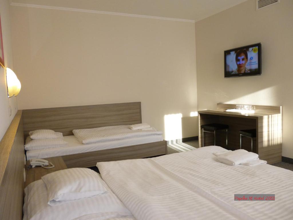 Postel nebo postele na pokoji v ubytování Paprika M1 Hotel