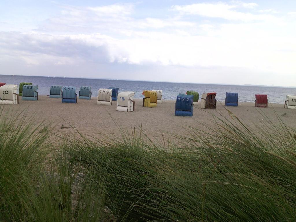 ジールクスドルフにあるOstseeparadies Sierksdorf Panoramicの海岸に座る椅子