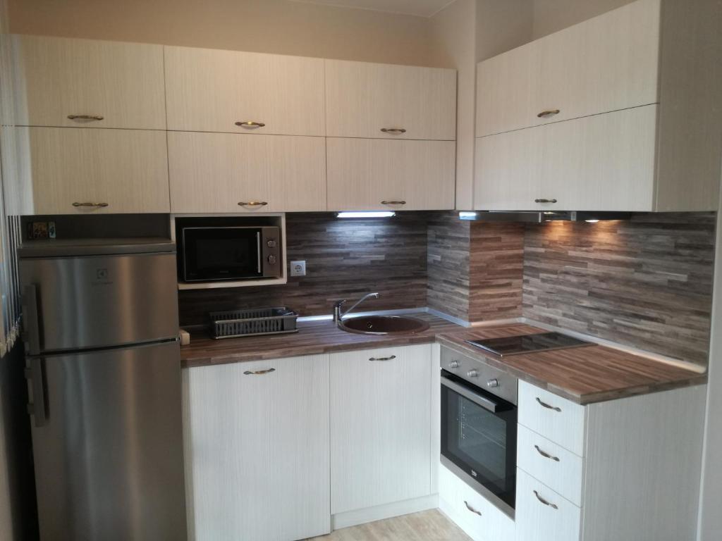 Kuchyň nebo kuchyňský kout v ubytování Apartment Batoevi Sozopol