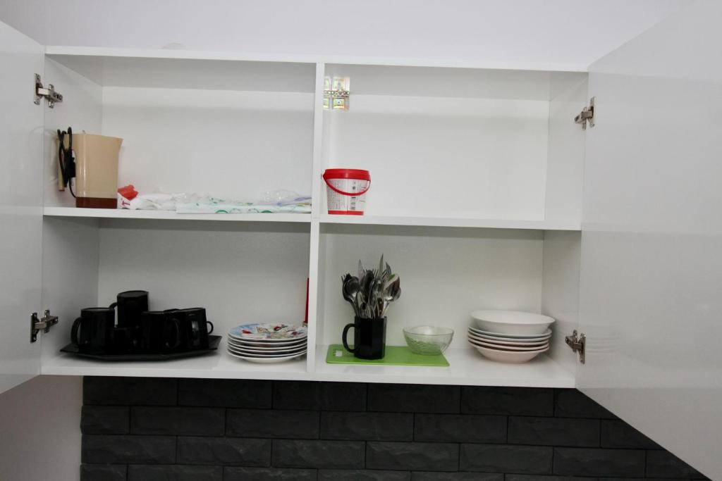 Kuchyň nebo kuchyňský kout v ubytování Apartment N322 Gudauri Loft