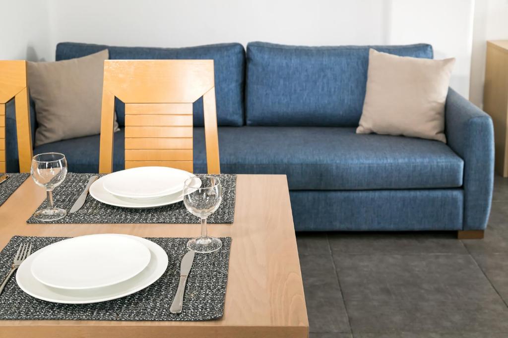 Posezení v ubytování Santorini Blue Senses Villas