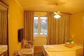 um quarto de hotel com duas camas e uma janela em Hotel Monaco em Náměšť nad Oslavou