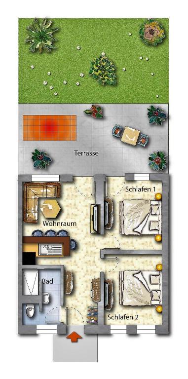 Půdorys ubytování Ferienwohnung am Mühlstein