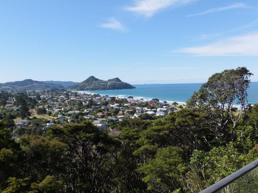 a view of the city and the ocean at Puka Heights in Pauanui