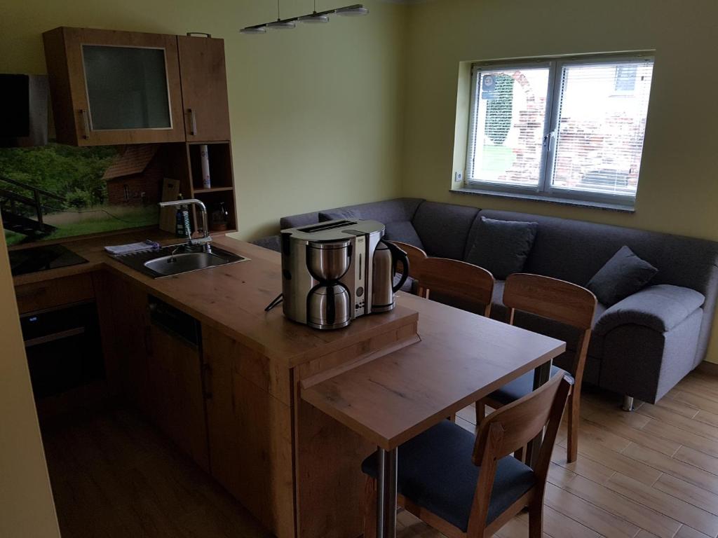 Kuchyň nebo kuchyňský kout v ubytování Ferienwohnung am Mühlstein