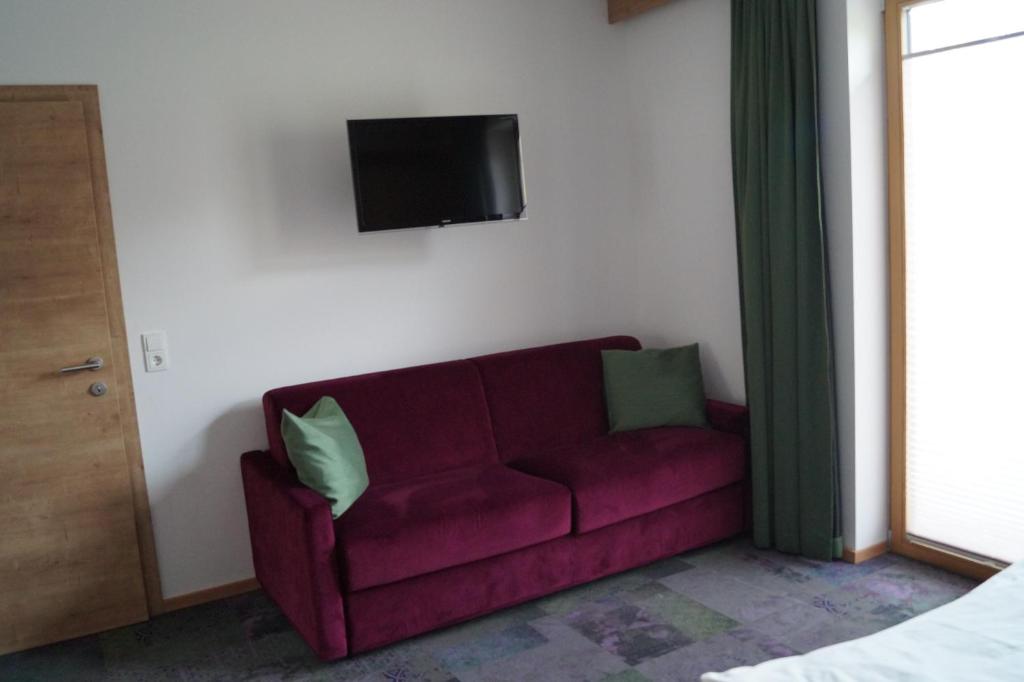 Televízia a/alebo spoločenská miestnosť v ubytovaní Aparthotel Garni Schranz